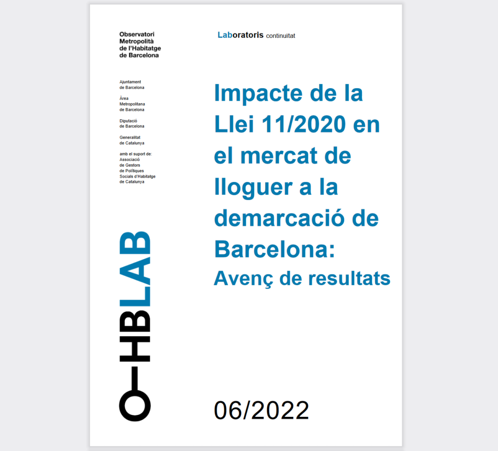 Impacto de la
Ley 11/2020 en el mercado de alquiler en la demarcación de
Barcelona